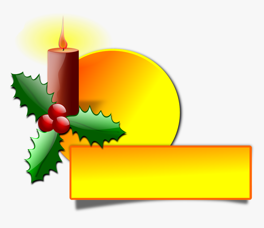 Candle With Holly Leaves, HD Png Download