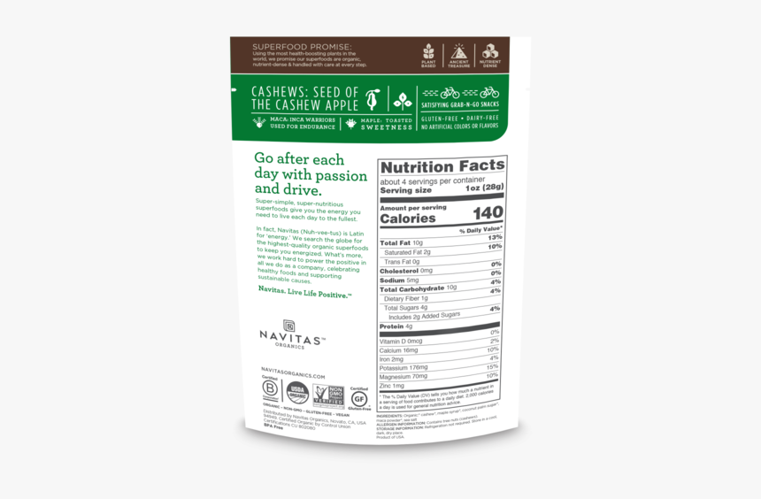 Navitas Organic Cacao Nibs Nutrition Facts, HD Png Download