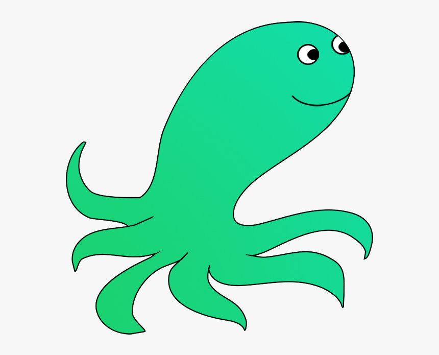 Green Cartoon Octopus, HD Png Download