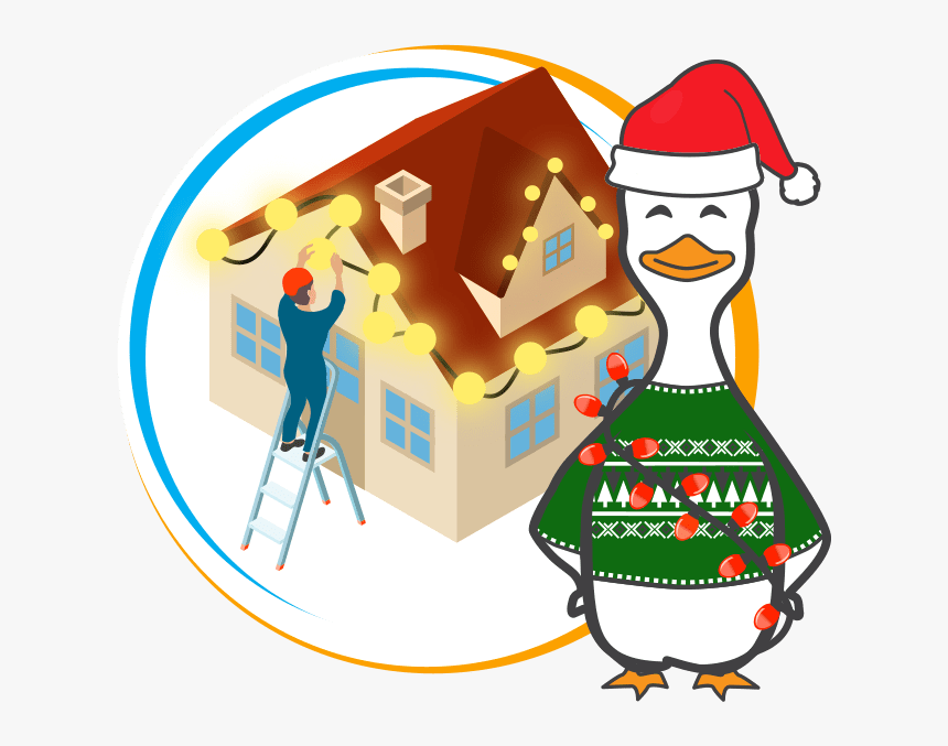 Christmas Lights Installation - Cartoon, HD Png Download