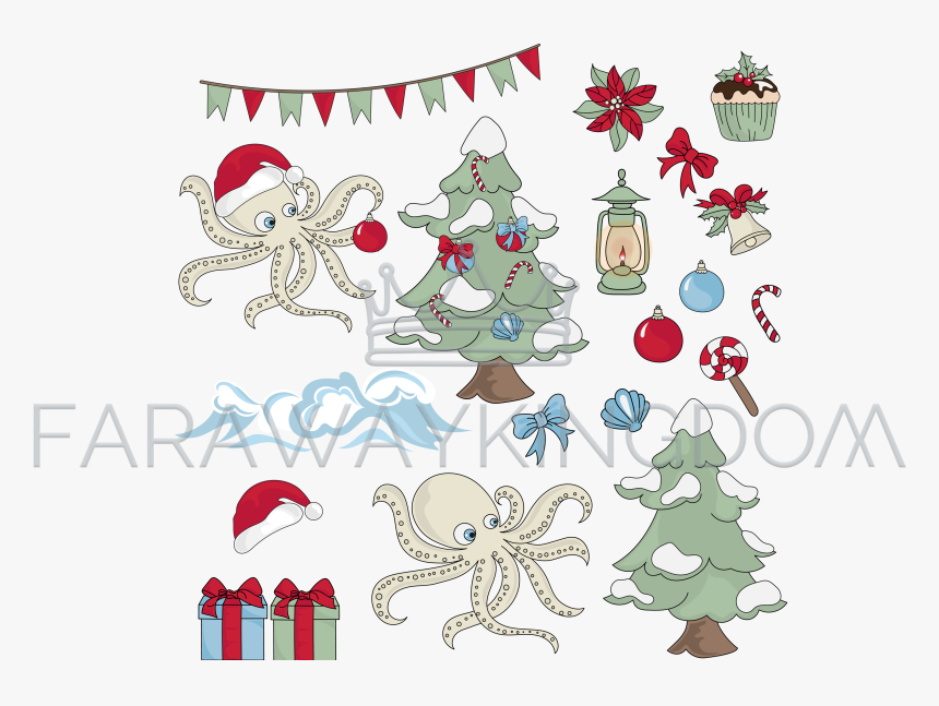 Dibujo Pulpo Navidad, HD Png Download