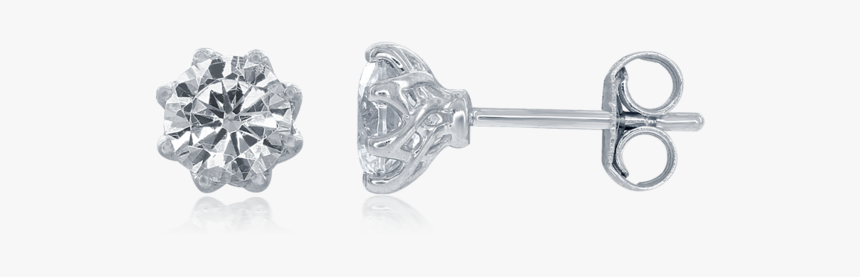 Princess Diamond Stud Earrings In 14k White Gold Image - Earrings, HD Png Download
