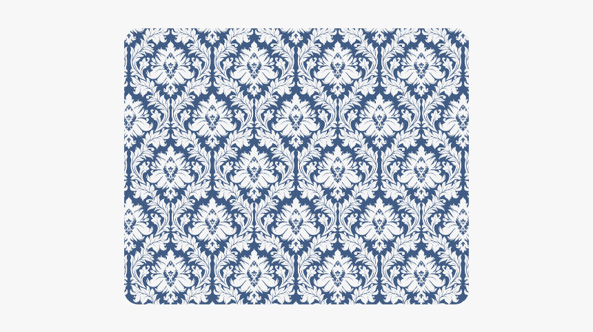 Damask Pattern Navy Blue And White Rectangle Mousepad - Motif, HD Png Download