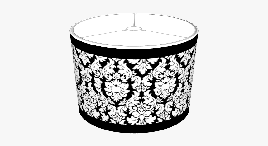 Black & White Damask With Trim Lampshade - White Damask, HD Png Download