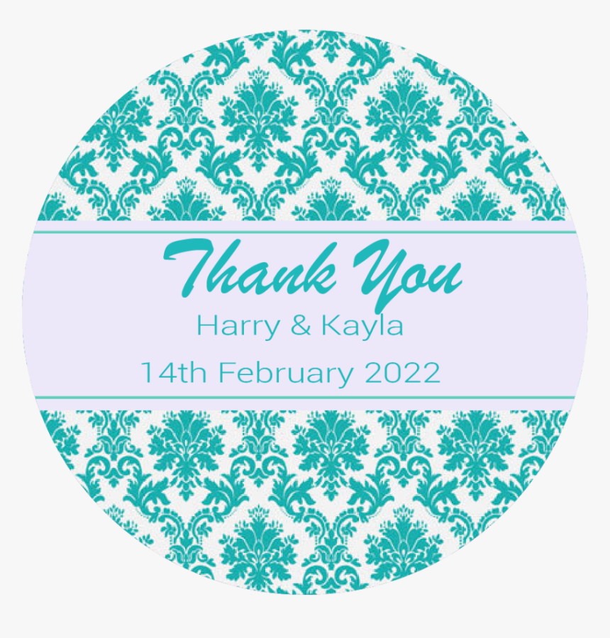 Personalised Damask Pattern Stickers Round Label Wedding, HD Png Download