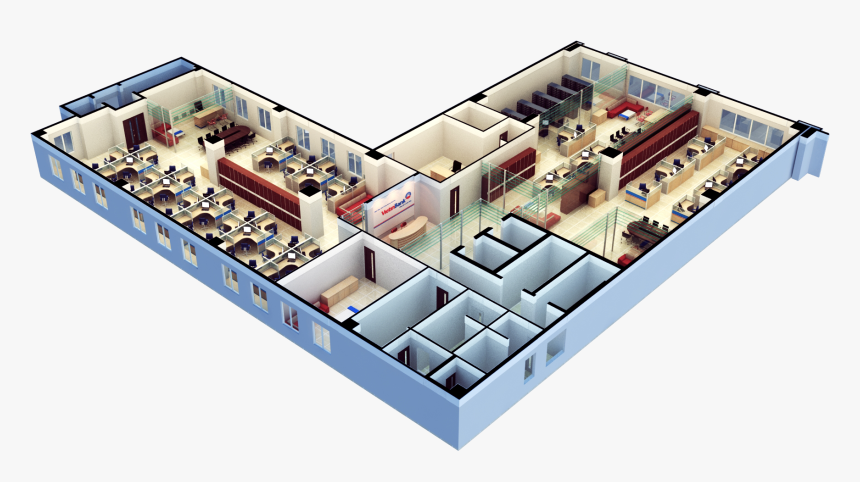 Clip Art D Floor Plan - 3d Office Floor Plan, HD Png Download