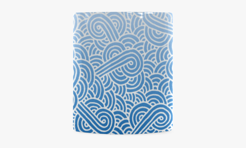 Ombre Blue And White Swirls Doodles White Mug - Placemat, HD Png Download