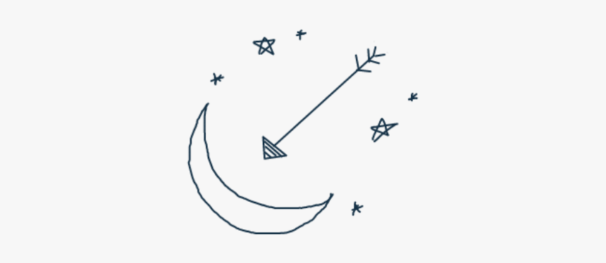 #moon #stars #arrow #galaxy #crescent #blue #darkblue - Line Art, HD Png Download