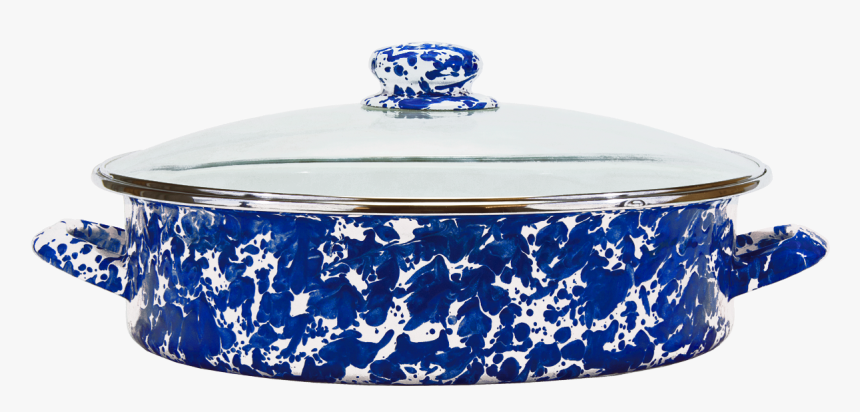 Cb80 Cobalt Blue Swirl Large Saute Pan - Golden Rabbit Enamelware, HD Png Download