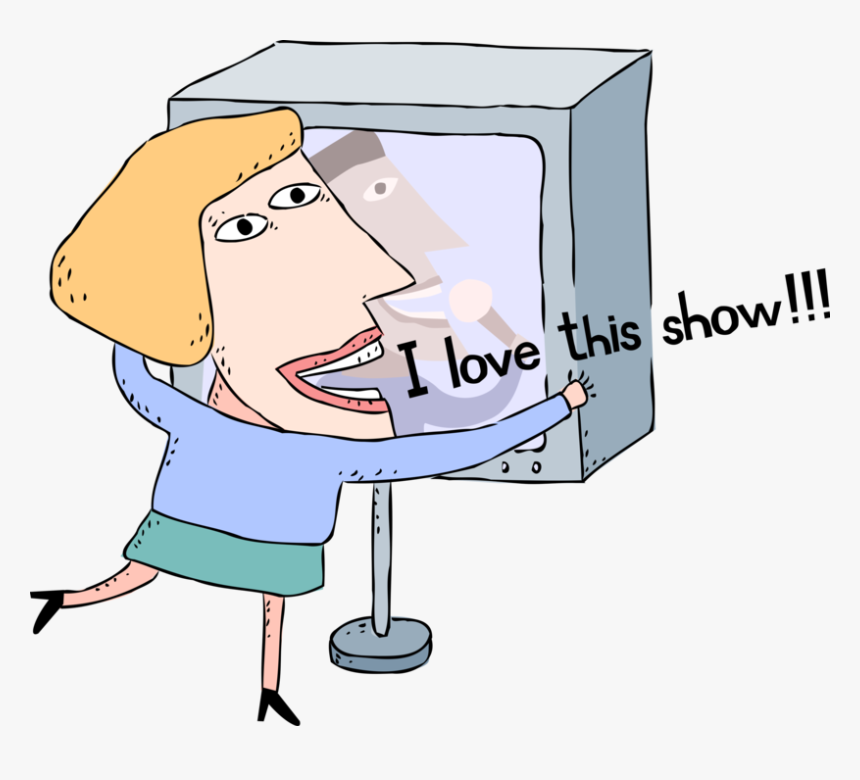 Vector Illustration Of Television Show Fan Enjoys Favorite - Cartoon, HD Png Download