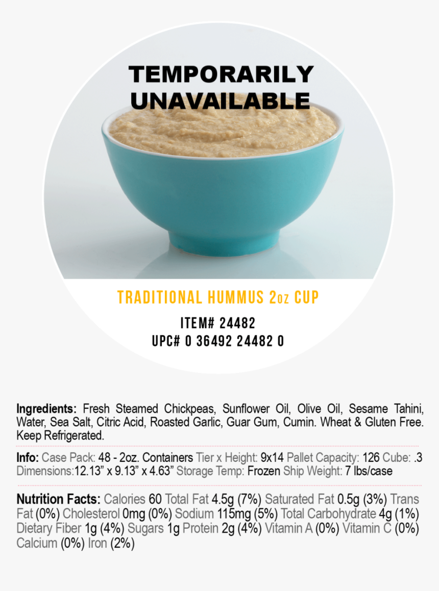 Corfu Hummus 2oz - Bowl, HD Png Download