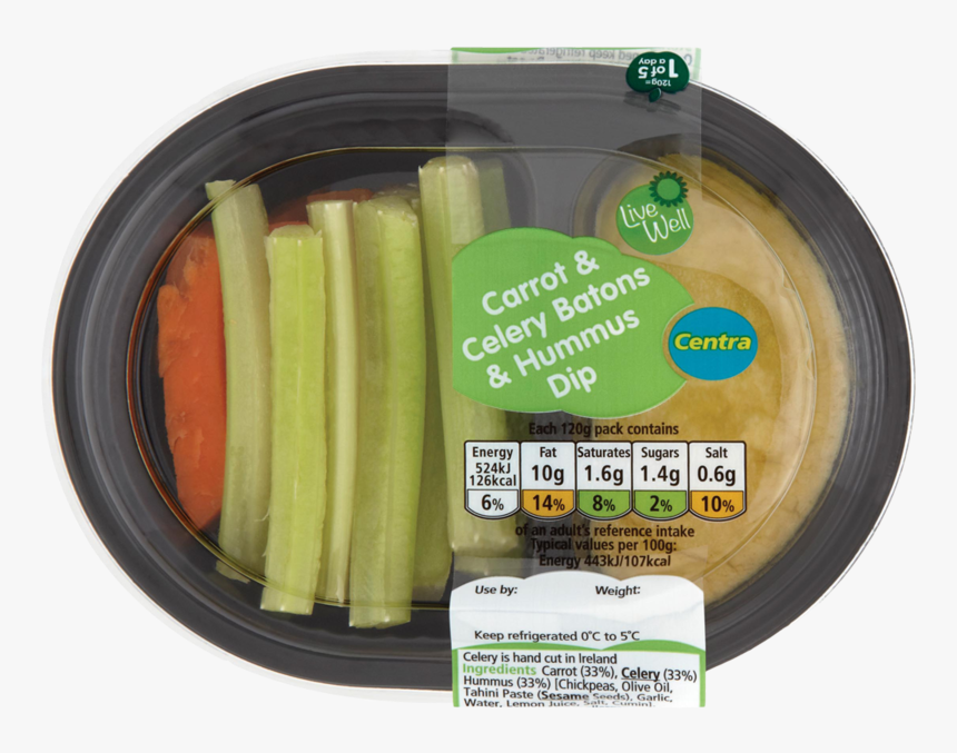 Centra Carrot & Celery Batons & Hummus Dip 120g - Comma, HD Png Download