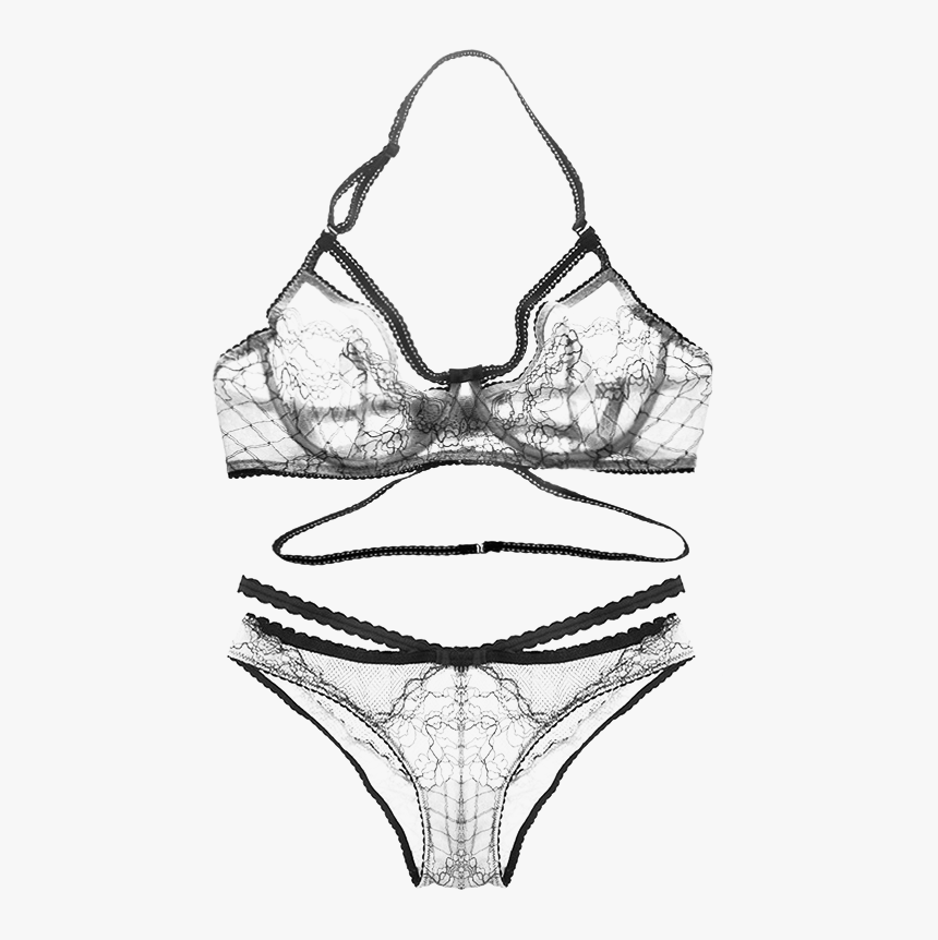 Juego De Sujetadores De Encaje De Corte Alto Sin Relleno - See Through Bra Png, Transparent Png