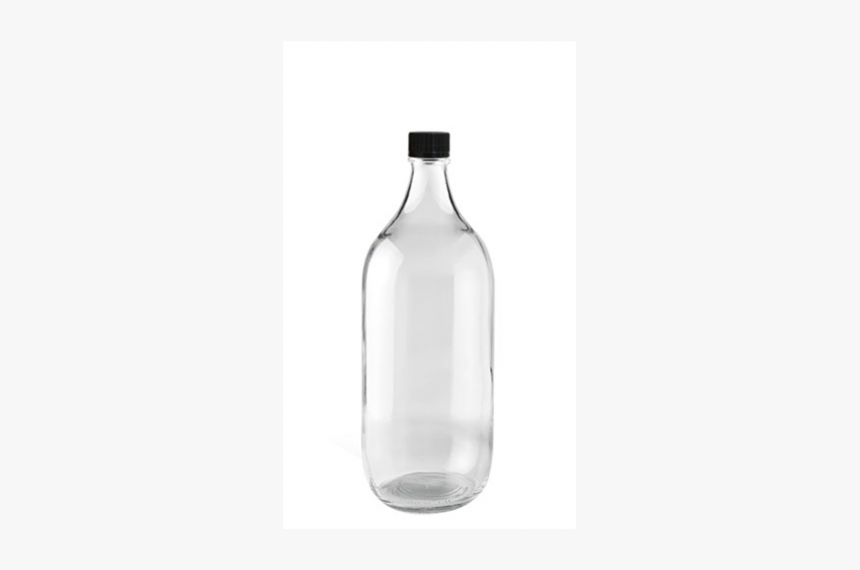 1 Liter Clear Glass Bottle With 28mm Plastic Screw - Glass Bottle, HD Png Download