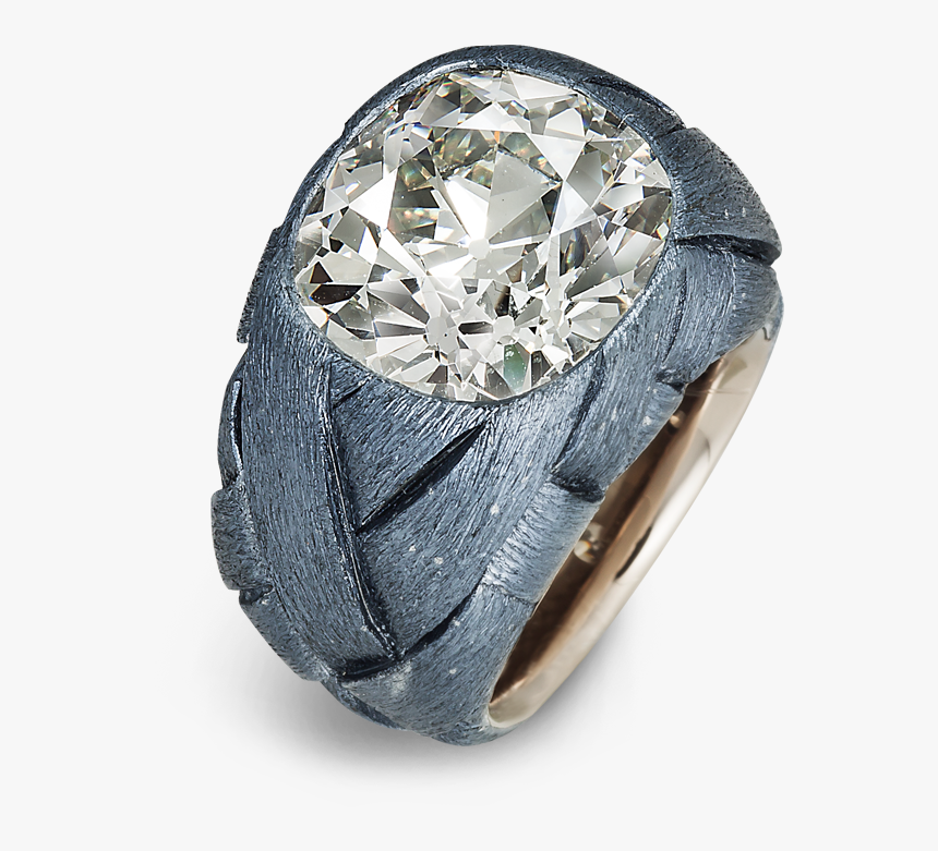 Handcrafted Hemmerle Ring With A Diamond Set In Aluminium - Engagement Ring, HD Png Download