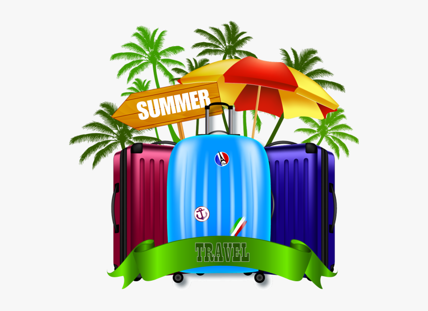Ilustración Con Maleta De Viaje Y Palmeras - Пляж В Чемодане Пнг, HD Png Download