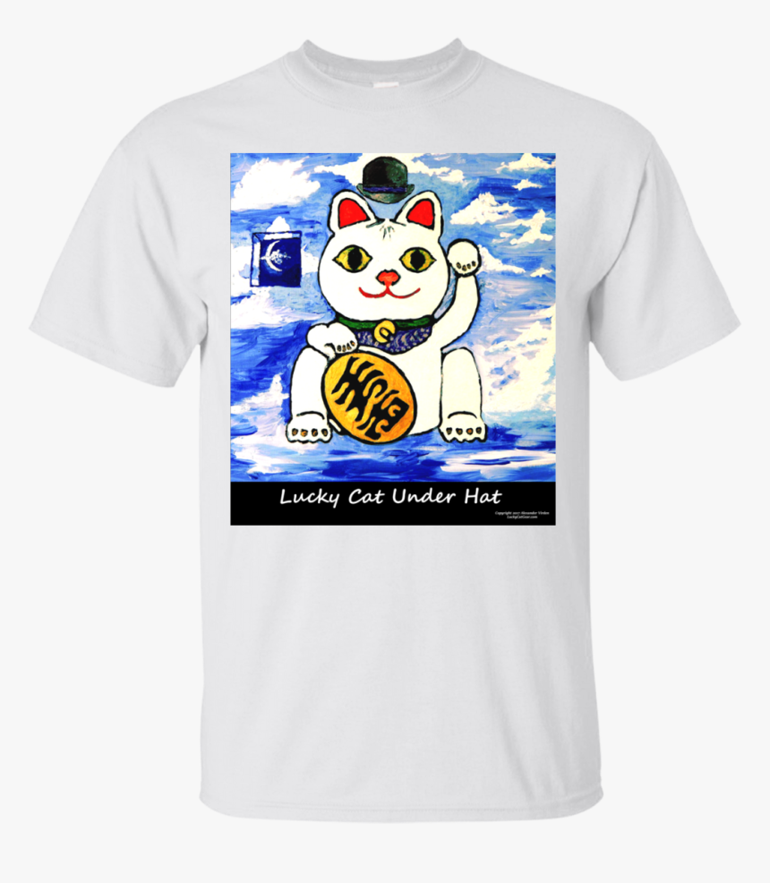 Lucky Cat Under Hat Cotton T-shirt In 5 Colors, HD Png Download