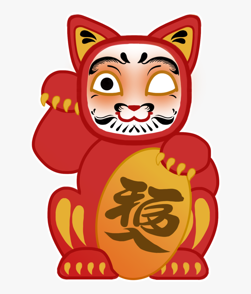 Clip Art Lucky Daruma Cat Pinterest - Cartoon, HD Png Download