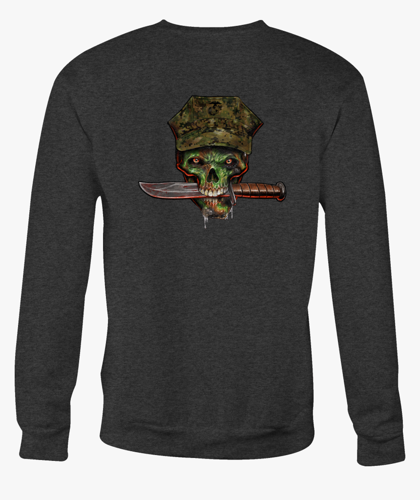 Crewneck Sweatshirt Green Skull Shirt For Men Or Women - Long-sleeved T-shirt, HD Png Download