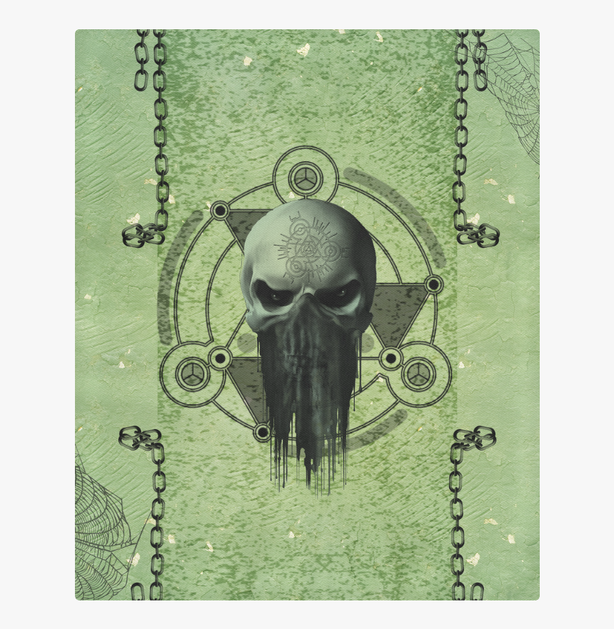 Green Skull Duvet Cover 86 X70 - Sketch, HD Png Download