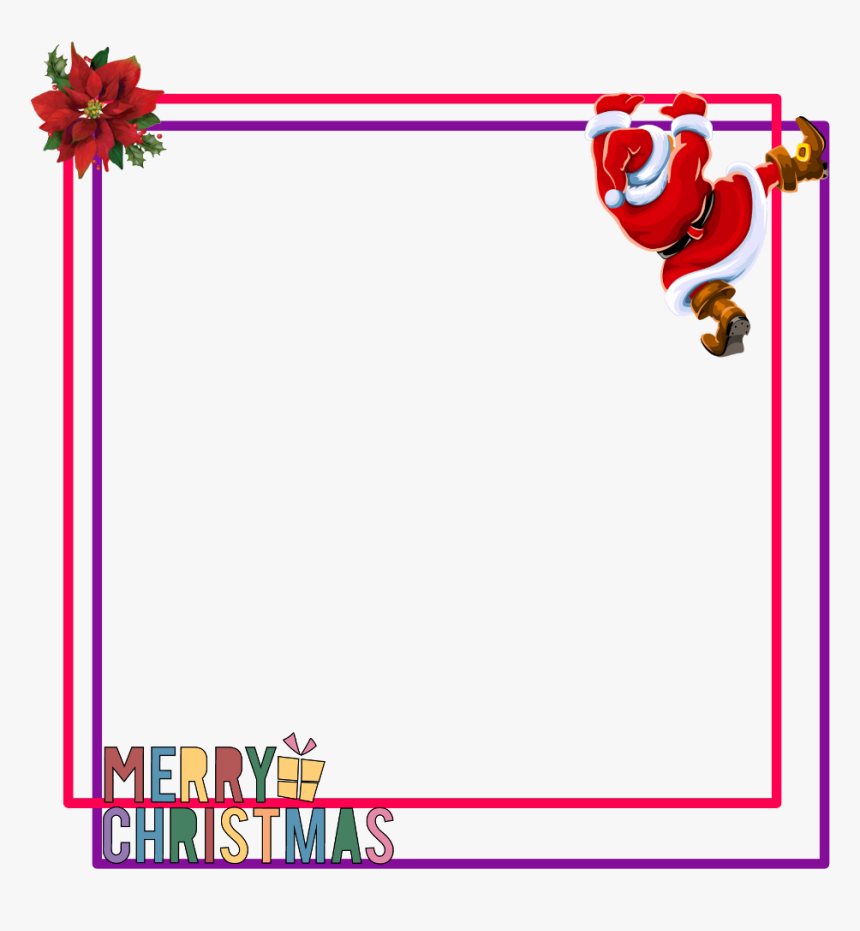 #geometric #square #christmas #neon #border #frame - Square Christmas Frame Png, Transparent Png