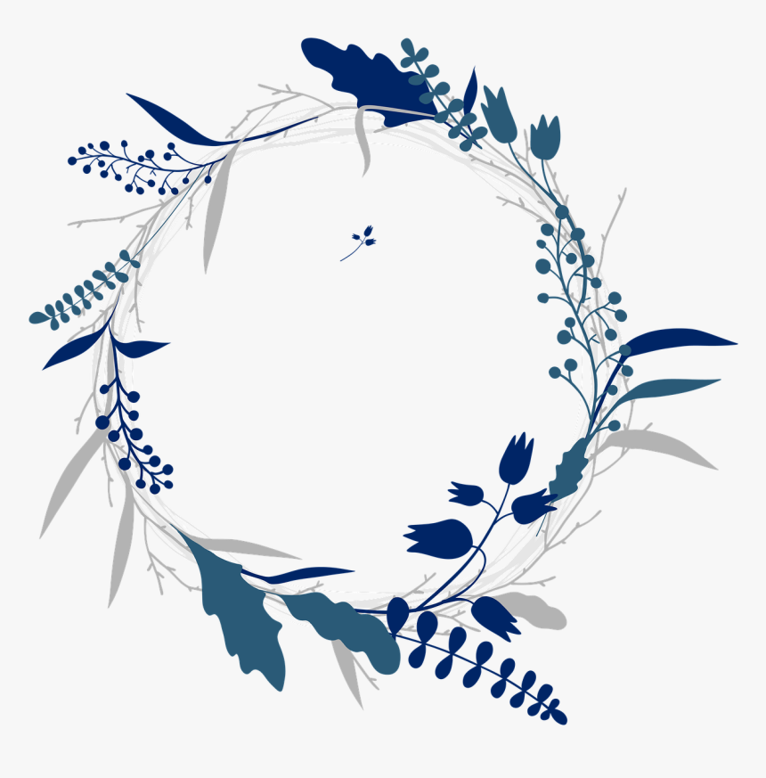 Blue Watercolor Wreath Png, Transparent Png