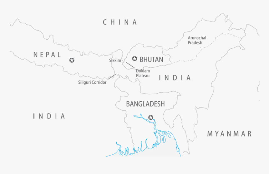 China And India’s Territorial Dispute In The Himalayas - Map, HD Png Download