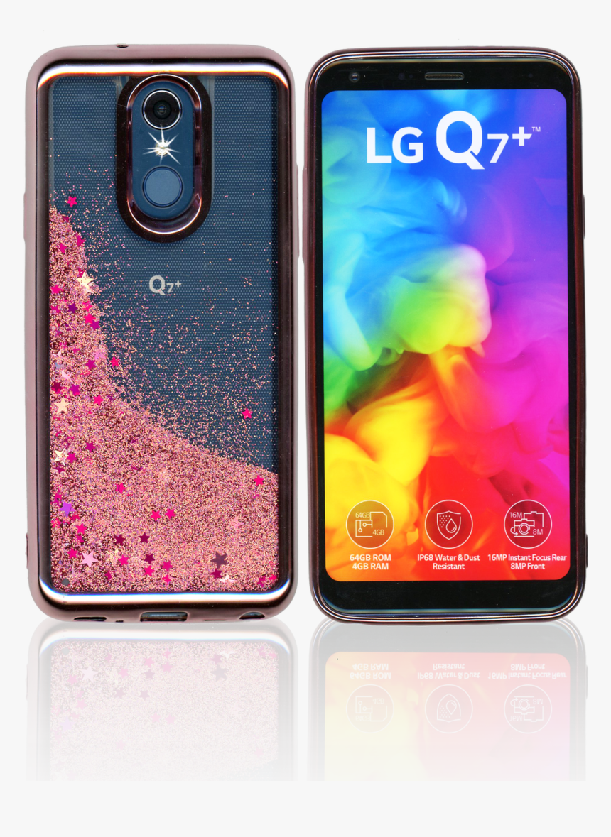Lg Q7 Plus/q7 Mm Electroplated Water Glitter Rose Gold, HD Png Download