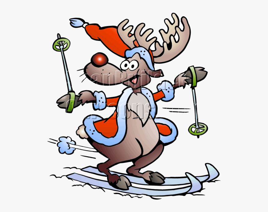 Christmas Reindeer Skiing - Reindeer Playing Sport, HD Png Download