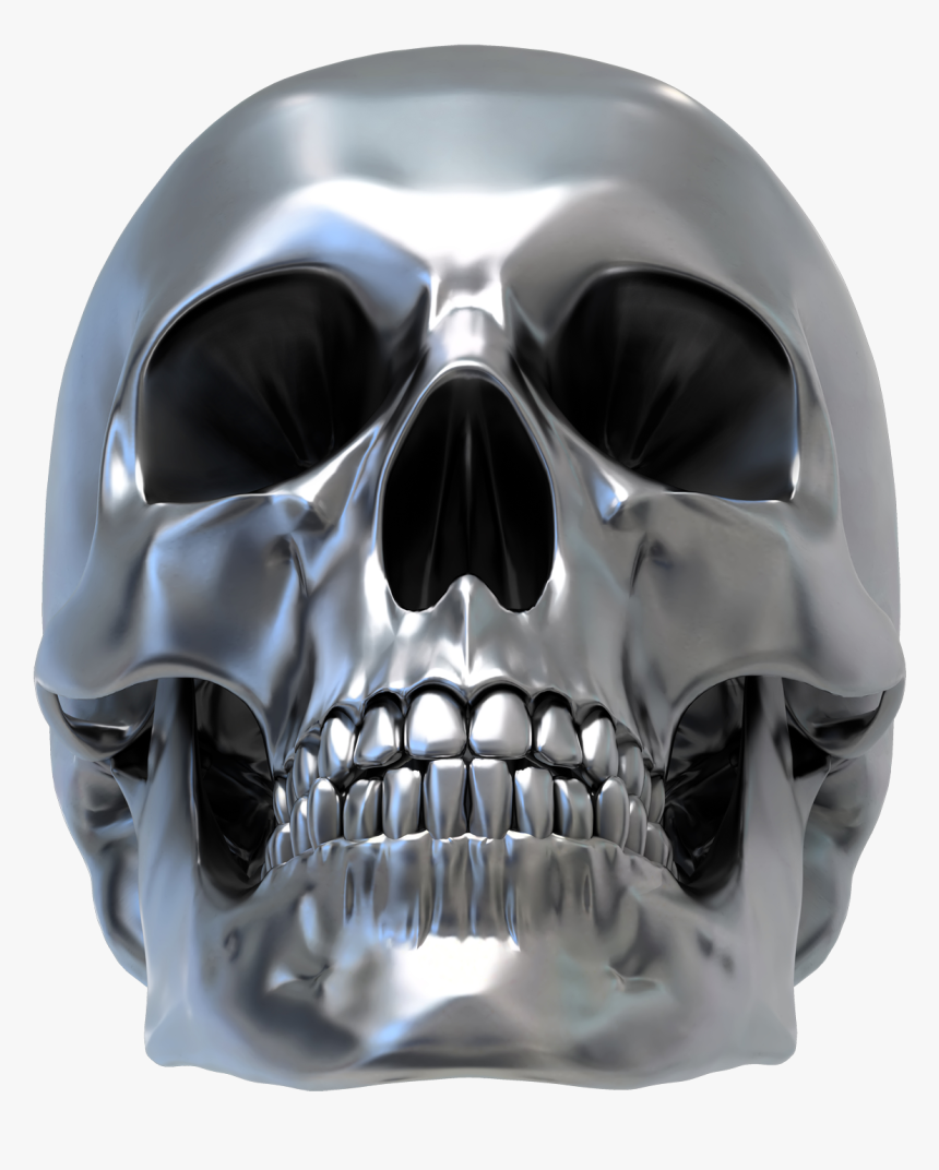 3d Skull Png - Metallic Skull, Transparent Png