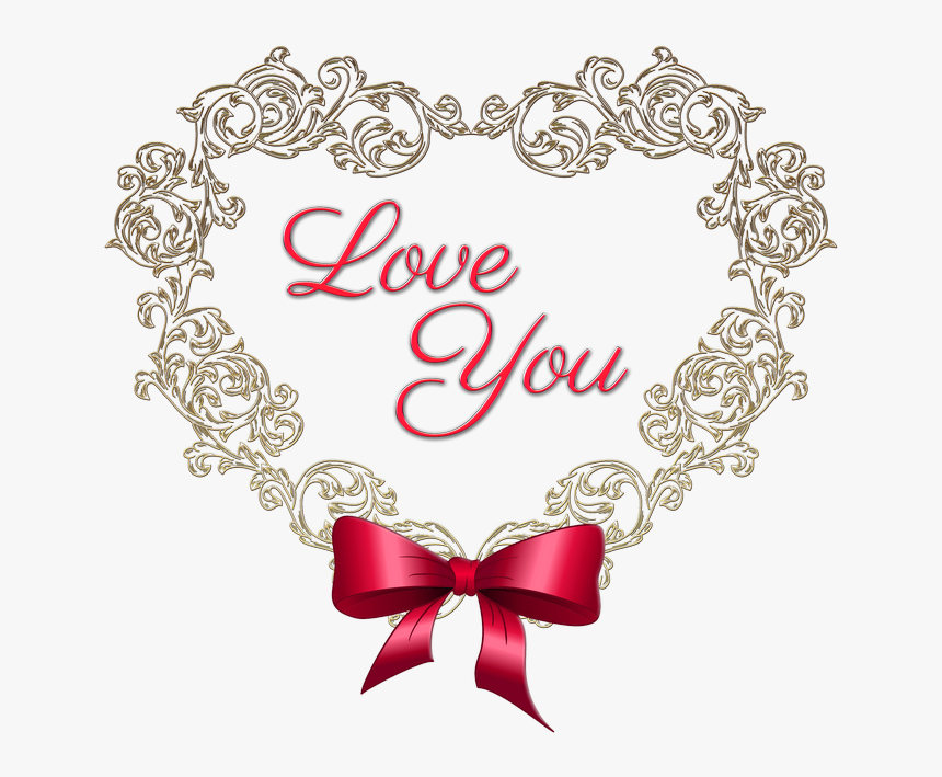 Heart With Red Bow Love You Png Clipart Picture - Love You Mayu, Transparent Png