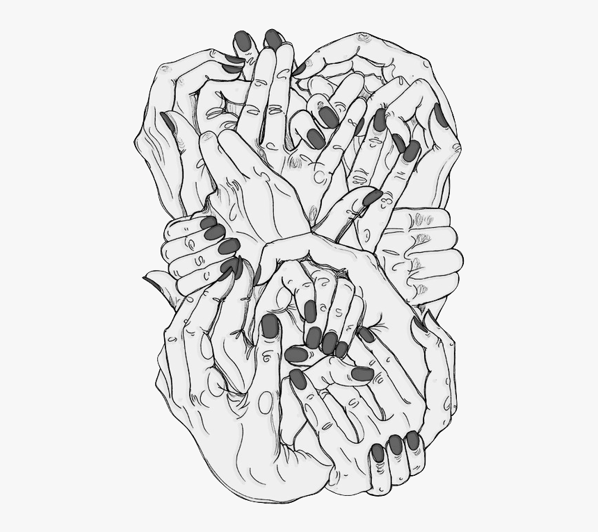 Hold Hands Find Pinterest - Black And White Graphic Art, HD Png Download