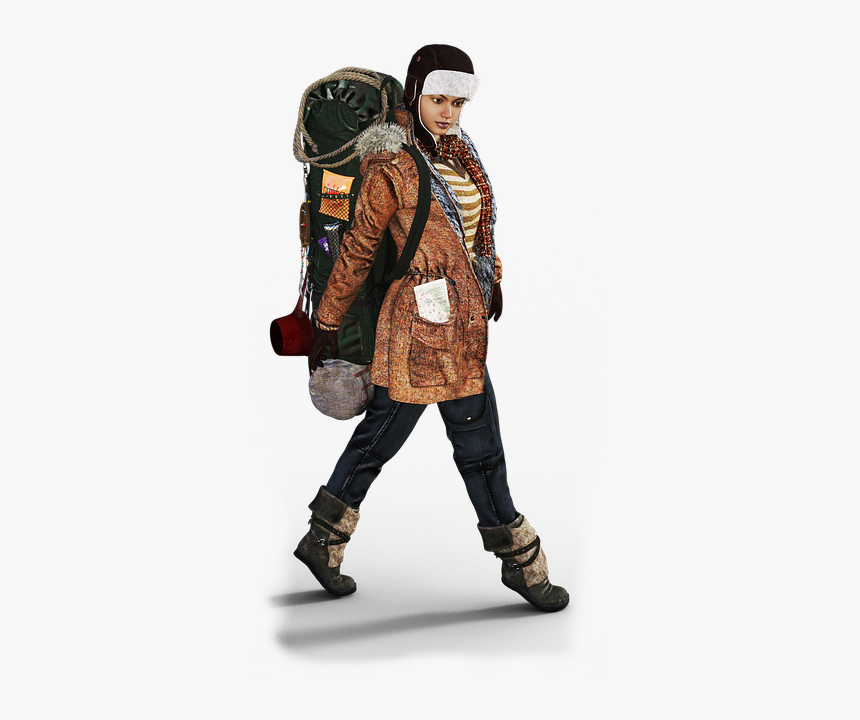 Hiking, Backpack, Woman, Wanderer, Hike, Pilgrimage - Hiking Woman Png, Transparent Png