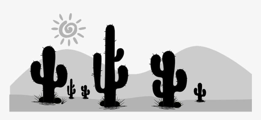 Cactus Clip Art Black White, HD Png Download