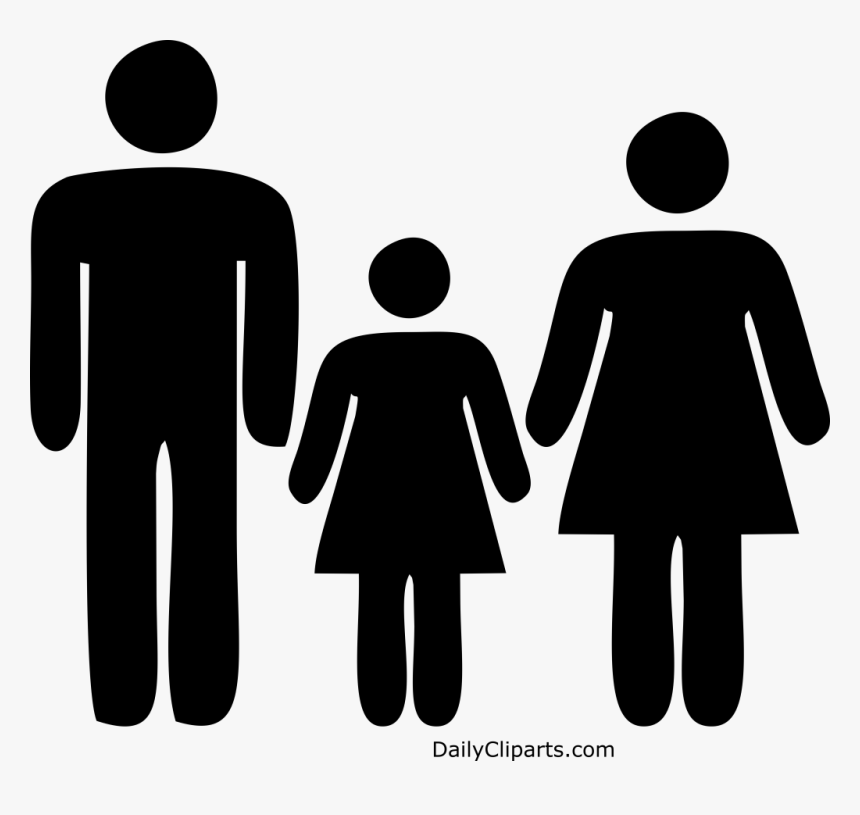 Parents With Daughter Family Black Icon - Man Woman Icon Red, HD Png Download