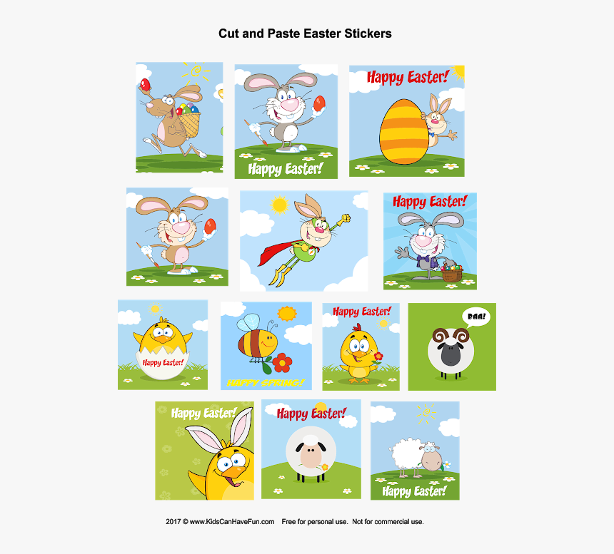 Kids Can Cut Out These Cute Easter Stickers And Paste - Cartoon, HD Png Download