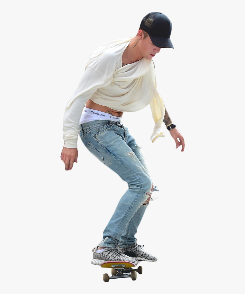 Justin Bieber Skateboarding - Skater Png, Transparent Png