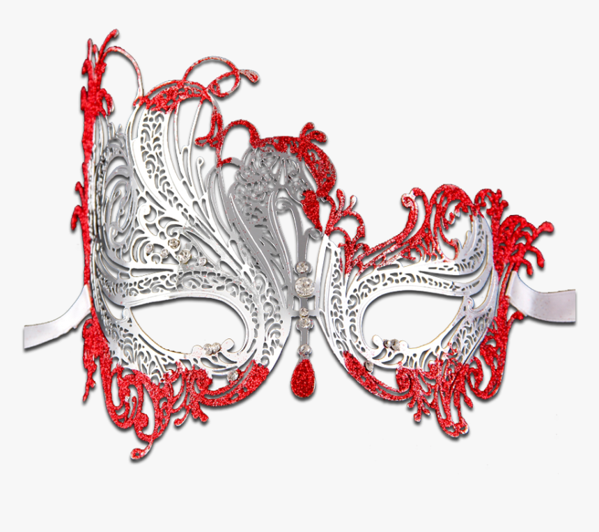 Transparent Gold Masquerade Mask Png - Red And Silver Masquerade Masks Png, Png Download