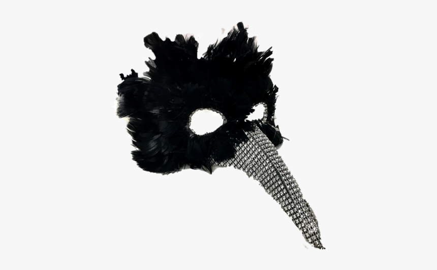 Black Feather Mask With Silver Nose - Headpiece, HD Png Download