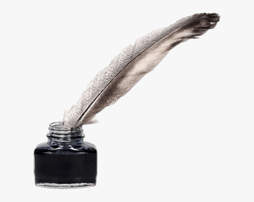 Feather Quill Pen And Ink Pot - Pens In The Past, HD Png Download