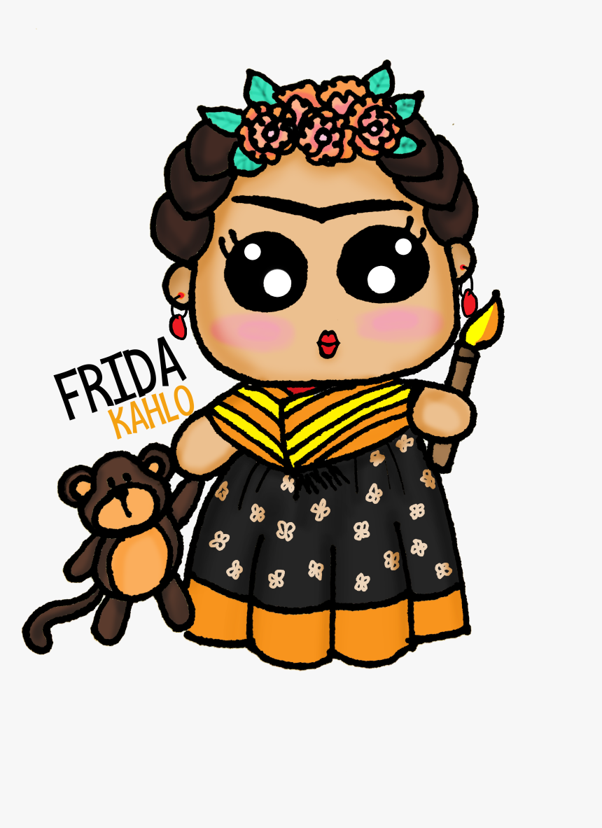 Frida Kahlo Kawaii Draw Frida Frida Kahlo, Kawaii - Cute Frida Kahlo Cartoon, HD Png Download