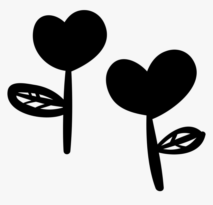 Two Heart-shaped Flowers - Hearts And Flowers Svg, HD Png Download