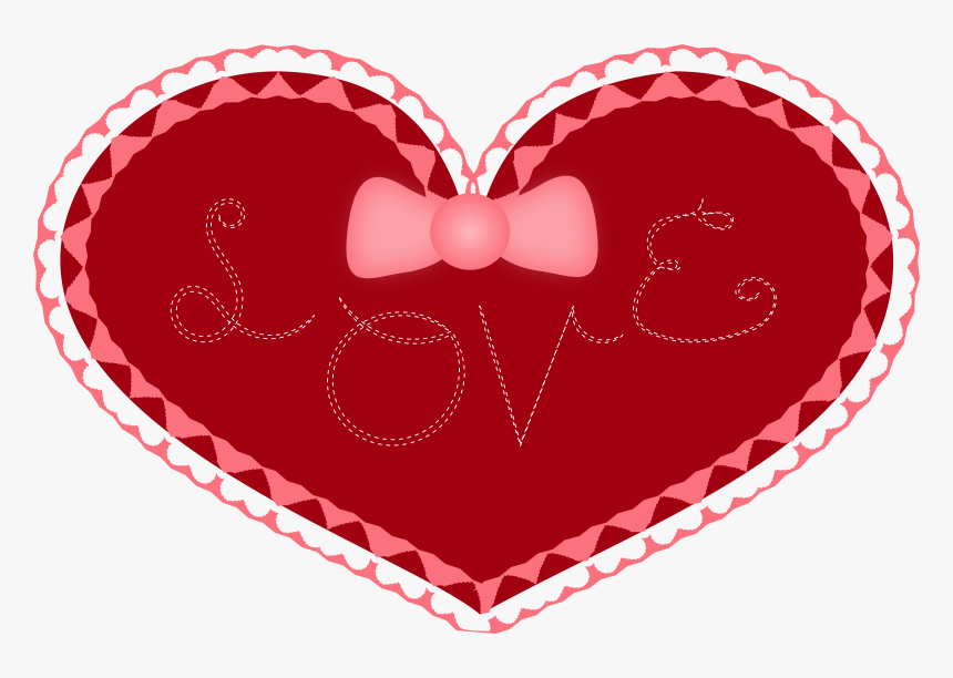 Valentine S Day Heart Clip Arts - Coração Com Laço Em Png, Transparent Png