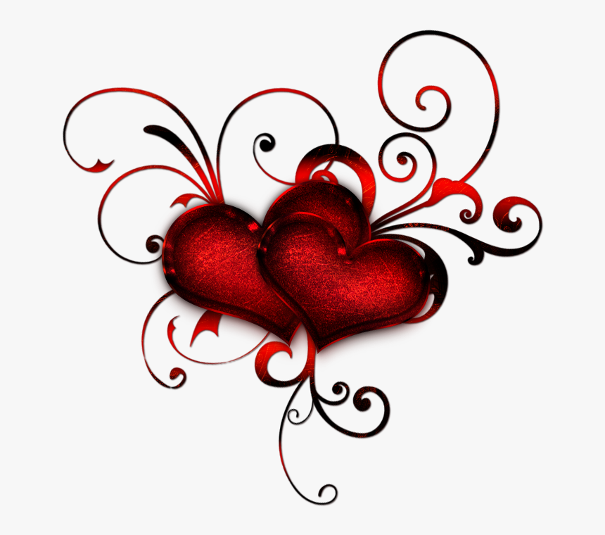 Red Hearts With Curls By Lyotta On Clipart Library - Red Hearts, HD Png Download