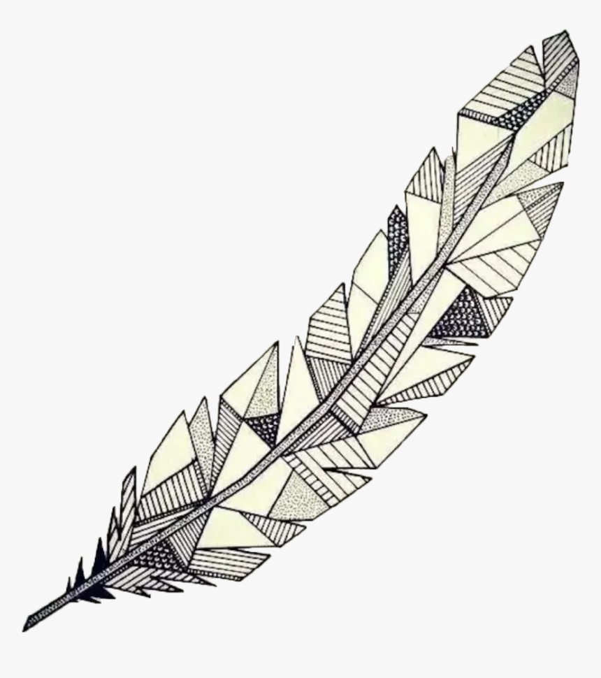 Clip Art Feather Sketch - Geometric Feather Tattoo, HD Png Download