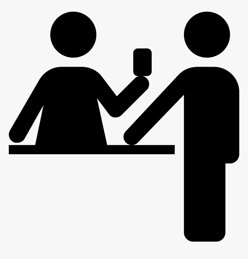It S A Logo Of A Person Standing Behind A Desk Handing - Portable Network Graphics, HD Png Download