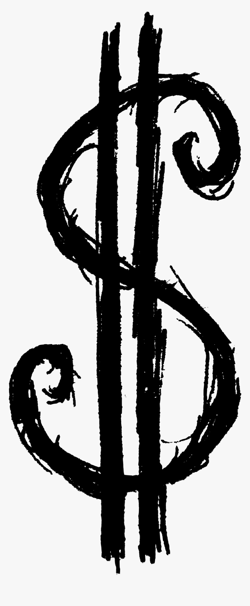 Graphic Black And White Clip Art Draw Transprent Png - Dollar Sign Drawing Png, Transparent Png