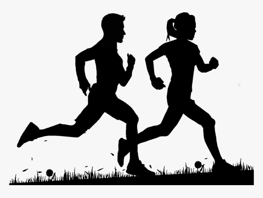Running Jogging 5k Run Sport Silhouette - Jogging Black And White, HD Png Download