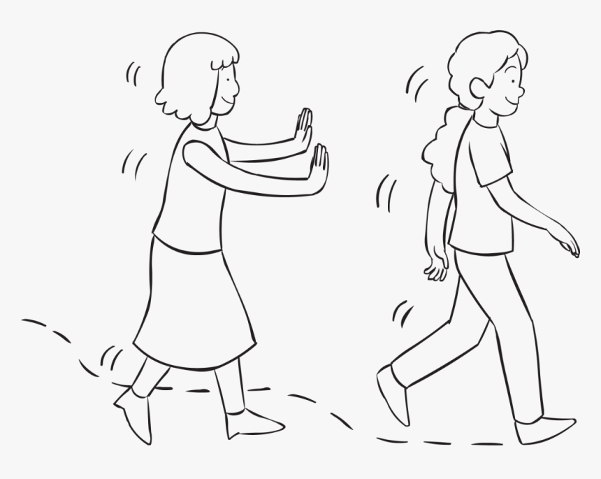 One Woman Spotting Behind Another Woman As Part Of - Line Art, HD Png Download