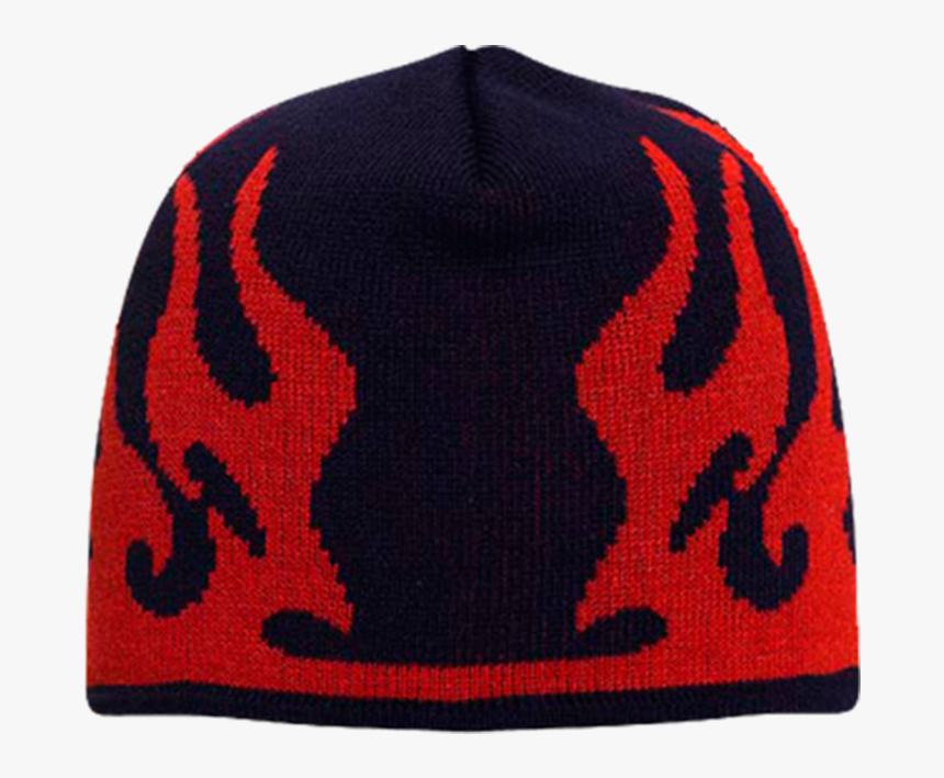 91 633 0402 Flame Design Acrylic Beanie Navy Red - Baseball Cap, HD Png Download